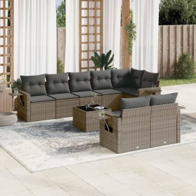 Set de muebles de jardín 9 pzas y cojines ratán sintético gris by , Garden sets - Ref: Foro24-3252767, Price: 628,32 €, Disco...