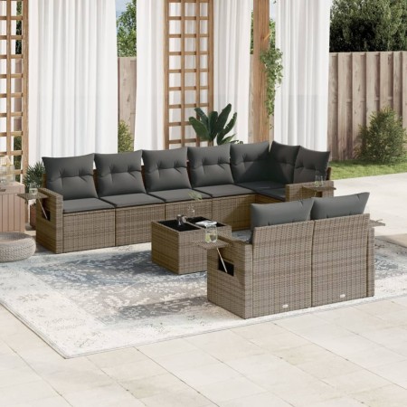 Set de muebles de jardín 9 pzas y cojines ratán sintético gris by , Garden sets - Ref: Foro24-3252767, Price: 628,32 €, Disco...
