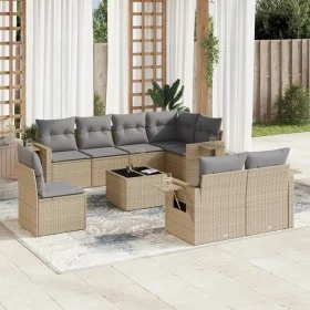 Gartensofa-Set, 9-teilig, mit Kissen, aus synthetischem Rattan in Beige. von , Gartensets - Ref: Foro24-3252786, Preis: 643,3...