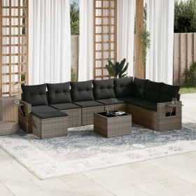 Set de muebles de jardín 9 pzas y cojines ratán sintético gris by , Garden sets - Ref: Foro24-3252907, Price: 567,80 €, Disco...