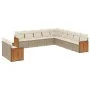 Set de sofás de jardín 11pzas con cojines ratán sintético beige by , Garden sets - Ref: Foro24-3260210, Price: 849,76 €, Disc...