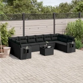 Set de sofás de jardín 11 pzas y cojines ratán sintético negro by , Garden sets - Ref: Foro24-3253012, Price: 694,38 €, Disco...