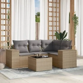 Juego de sofás jardín con cojines 5 pzas ratán sintético beige by , Garden sets - Ref: Foro24-3254856, Price: 378,94 €, Disco...