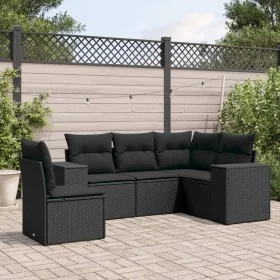 Set de muebles de jardín 5 pzas y cojines ratán sintético negro by , Garden sets - Ref: Foro24-3222564, Price: 393,95 €, Disc...