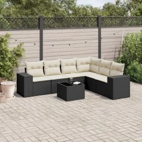 7-teiliges Garten-Esszimmerset und Kissen synthetisches Rattan schwarz von , Gartensets - Ref: Foro24-3222615, Preis: 447,65 ...
