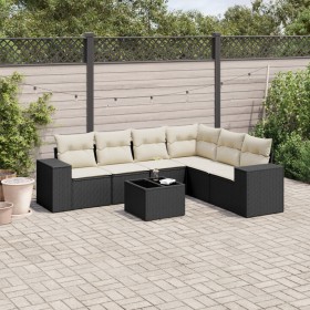 Set de comedor de jardín 7 pzas y cojines ratán sintético negro de , Conjuntos de jardín - Ref: Foro24-3222615, Precio: 402,8...