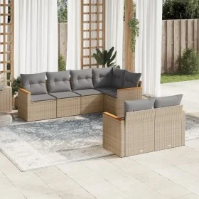 Set sofás de jardín 7 piezas y cojines ratán sintético beige by , Garden sets - Ref: Foro24-3258545, Price: 506,34 €, Discoun...