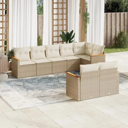 Gartensofagarnitur mit beigen Kissen, 8-teilig, aus PE-Rattan. von , Gartensets - Ref: Foro24-3258551, Preis: 596,00 €, Rabat...