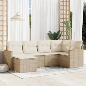 Gartensofa-Set mit 6-teiligen Kissen aus synthetischem Rattan in Beige. von , Gartensets - Ref: Foro24-3258579, Preis: 421,54...