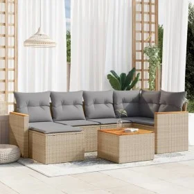 Gartensofagarnitur 7-teilig mit Kissen aus synthetischem Rattan in Beige. von , Gartensets - Ref: Foro24-3258587, Preis: 444,...