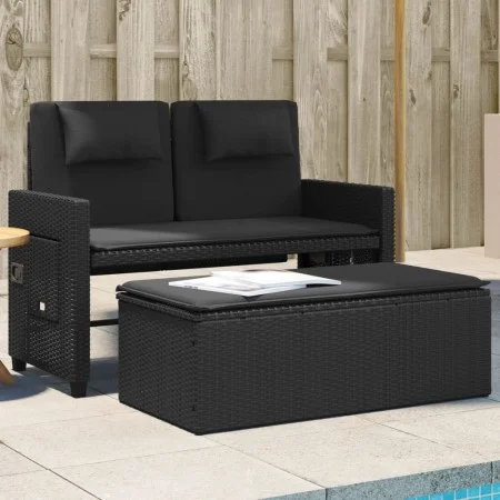Sillón reclinable de jardín con cojines ratán sintético negro by , garden benches - Ref: Foro24-365817, Price: 321,22 €, Disc...