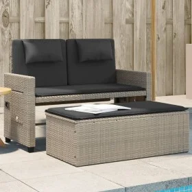 Garten-Liegestuhl mit grauen Kissen aus synthetischem Rattan von , Gartenbänke - Ref: Foro24-365822, Preis: 294,03 €, Rabatt: %