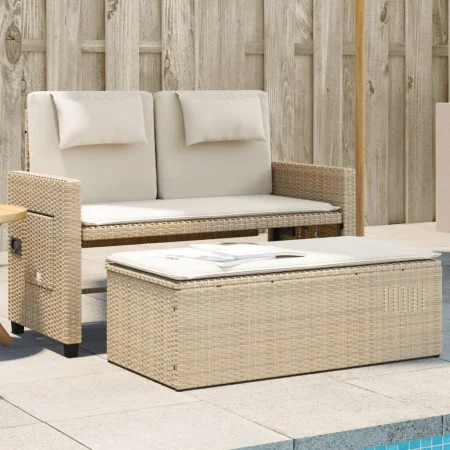 Sillón reclinable de jardín con cojines ratán sintético beige by , garden benches - Ref: Foro24-365820, Price: 310,95 €, Disc...