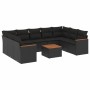 Set de sofás de jardín 10 pzas cojines ratán sintético negro by , Garden sets - Ref: Foro24-3258681, Price: 661,54 €, Discoun...