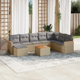 Set de sofás de jardín 9 pzas con cojines ratán sintético beige by , Garden sets - Ref: Foro24-3258657, Price: 535,22 €, Disc...