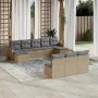 Gartensofa-Set mit 10-teiligen beigen Kissen aus synthetischem Rattan. von , Gartensets - Ref: Foro24-3258790, Preis: 573,52 ...