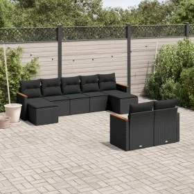 Set de sofás de jardín 8 piezas y cojines ratán sintético negro by , Garden sets - Ref: Foro24-3258800, Price: 578,78 €, Disc...