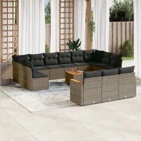Gartensofa-Set, 14-teilig, mit grauen Polstern aus synthetischem Rattan von , Gartensets - Ref: Foro24-3258868, Preis: 846,14...