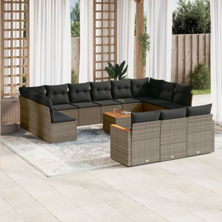 Gartensofa-Set, 14-teilig, mit grauen Polstern aus synthetischem Rattan von , Gartensets - Ref: Foro24-3258868, Preis: 805,19...