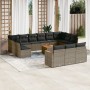 Gartensofa-Set, 14-teilig, mit grauen Polstern aus synthetischem Rattan von , Gartensets - Ref: Foro24-3258868, Preis: 805,19...