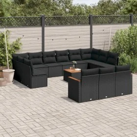 Gartensofagarnitur 14-teilig mit schwarzen Polstern aus synthetischem Rattan. von , Gartensets - Ref: Foro24-3258863, Preis: ...