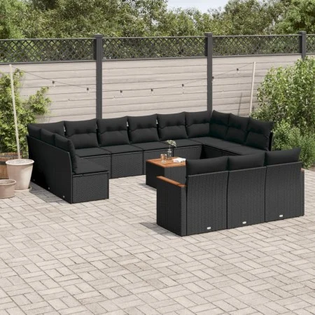 Gartensofagarnitur 14-teilig mit schwarzen Polstern aus synthetischem Rattan. von , Gartensets - Ref: Foro24-3258863, Preis: ...
