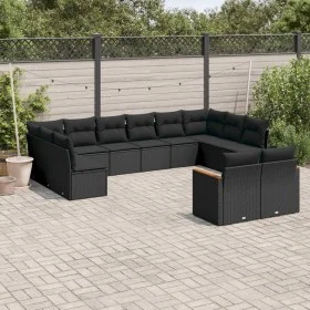Garden sofa set 12 pieces with black synthetic rattan cushions by , Garden sets - Ref: Foro24-3258842, Price: 788,06 €, Disco...