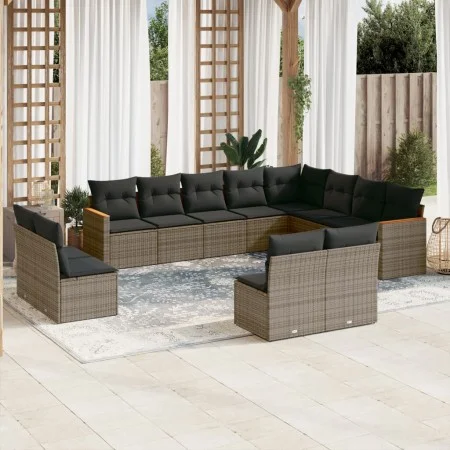 Gartensofagarnitur 12-teilig mit grauen Polstern aus synthetischem Rattan. von , Gartensets - Ref: Foro24-3258875, Preis: 748...