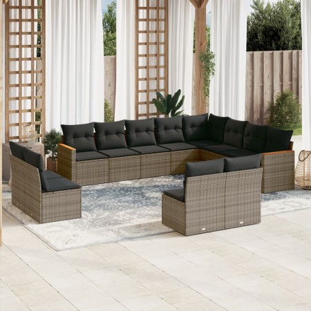 Set de sofás de jardín 12 pzas con cojines ratán sintético gris by , Garden sets - Ref: Foro24-3258875, Price: 745,95 €, Disc...