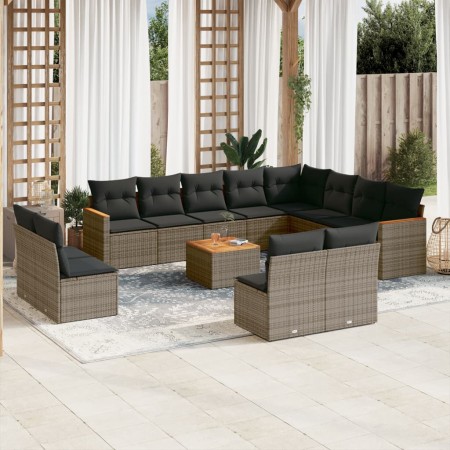 Set sofás de jardín con cojines 13 piezas ratán sintético gris de , Conjuntos de jardín - Ref: Foro24-3258882, Precio: 780,86...
