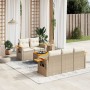Gartensofa-Set mit 6-teiligen Kissen aus synthetischem Rattan in Beige. von , Gartensets - Ref: Foro24-3259027, Preis: 482,14...