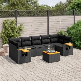 Set de sofás de jardín 8 piezas y cojines ratán sintético negro by , Garden sets - Ref: Foro24-3259052, Price: 532,07 €, Disc...