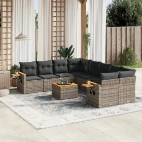 Set de muebles de jardín 9 pzas y cojines ratán sintético gris by , Garden sets - Ref: Foro24-3259071, Price: 556,10 €, Disco...