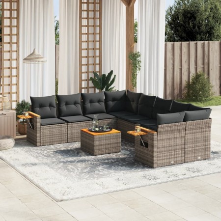 Gartenmöbel-Set 9-teilig mit grauen Polstern aus synthetischem Rattan von , Gartensets - Ref: Foro24-3259071, Preis: 565,24 €...