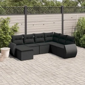 Set de comedor de jardín 7 pzas y cojines ratán sintético negro by , Modular outdoor sofas - Ref: Foro24-3221694, Price: 477,...
