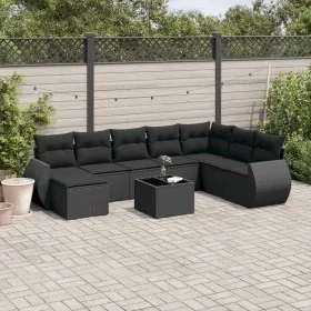 Set de sofás de jardín 8 piezas y cojines ratán sintético negro by , Modular outdoor sofas - Ref: Foro24-3221764, Price: 588,...