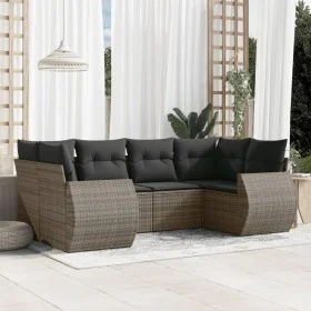 Gartenmöbel-Set, 6-teilig, mit grauen Polstern aus synthetischem Rattan. von , Modulare Sofas für den Außenbereich - Ref: For...