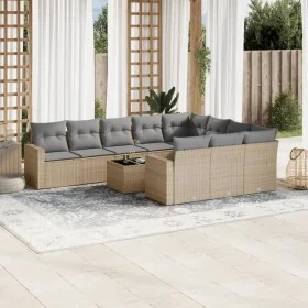 Gartensofa-Set 11-teilig mit beigen Polstern aus synthetischem Rattan von , Modulare Sofas für den Außenbereich - Ref: Foro24...