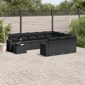 Set de sofás de jardín 11 pzas y cojines ratán sintético negro by , Modular outdoor sofas - Ref: Foro24-3251862, Price: 678,5...