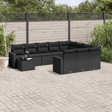 Gartensofagarnitur 11-teilig mit schwarzen Kissen aus synthetischem Rattan von , Modulare Sofas für den Außenbereich - Ref: F...