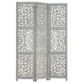 Screen 3 panels hand carved gray mango wood 120x165 cm by vidaXL, Room dividers - Ref: Foro24-285337, Price: 143,22 €, Discou...