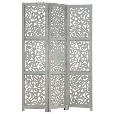 Screen 3 panels hand carved gray mango wood 120x165 cm by vidaXL, Room dividers - Ref: Foro24-285337, Price: 145,82 €, Discou...