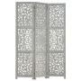 Screen 3 panels hand carved gray mango wood 120x165 cm by vidaXL, Room dividers - Ref: Foro24-285337, Price: 145,82 €, Discou...