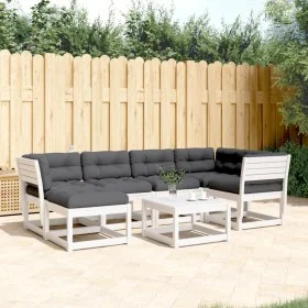 Juego sofás jardín 6 pzas con cojines madera maciza pino blanco de , Conjuntos de jardín - Ref: Foro24-3217036, Precio: 684,9...