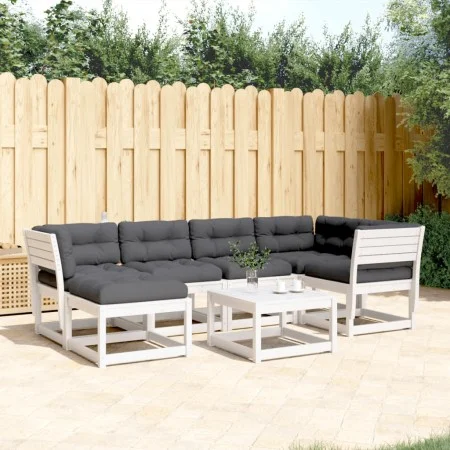 Juego sofás jardín 6 pzas con cojines madera maciza pino blanco de , Conjuntos de jardín - Ref: Foro24-3217036, Precio: 684,8...