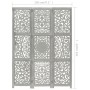 Paravent 3 Paneele handgeschnitztes graues Mangoholz 120x165 cm von vidaXL, Raumteiler - Ref: Foro24-285337, Preis: 145,82 €,...