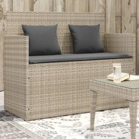 Banco de jardín con cojines ratán sintético gris claro by , garden benches - Ref: Foro24-365766, Price: 210,19 €, Discount: %