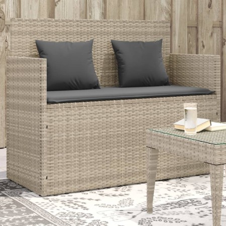 Banco de jardín con cojines ratán sintético gris claro by , garden benches - Ref: Foro24-365766, Price: 190,90 €, Discount: %