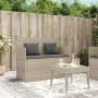 Banco de jardín con cojines ratán sintético gris claro by , garden benches - Ref: Foro24-365766, Price: 210,19 €, Discount: %
