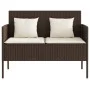 Banco de jardín con cojines ratán sintético marrón by , garden benches - Ref: Foro24-365772, Price: 155,30 €, Discount: %